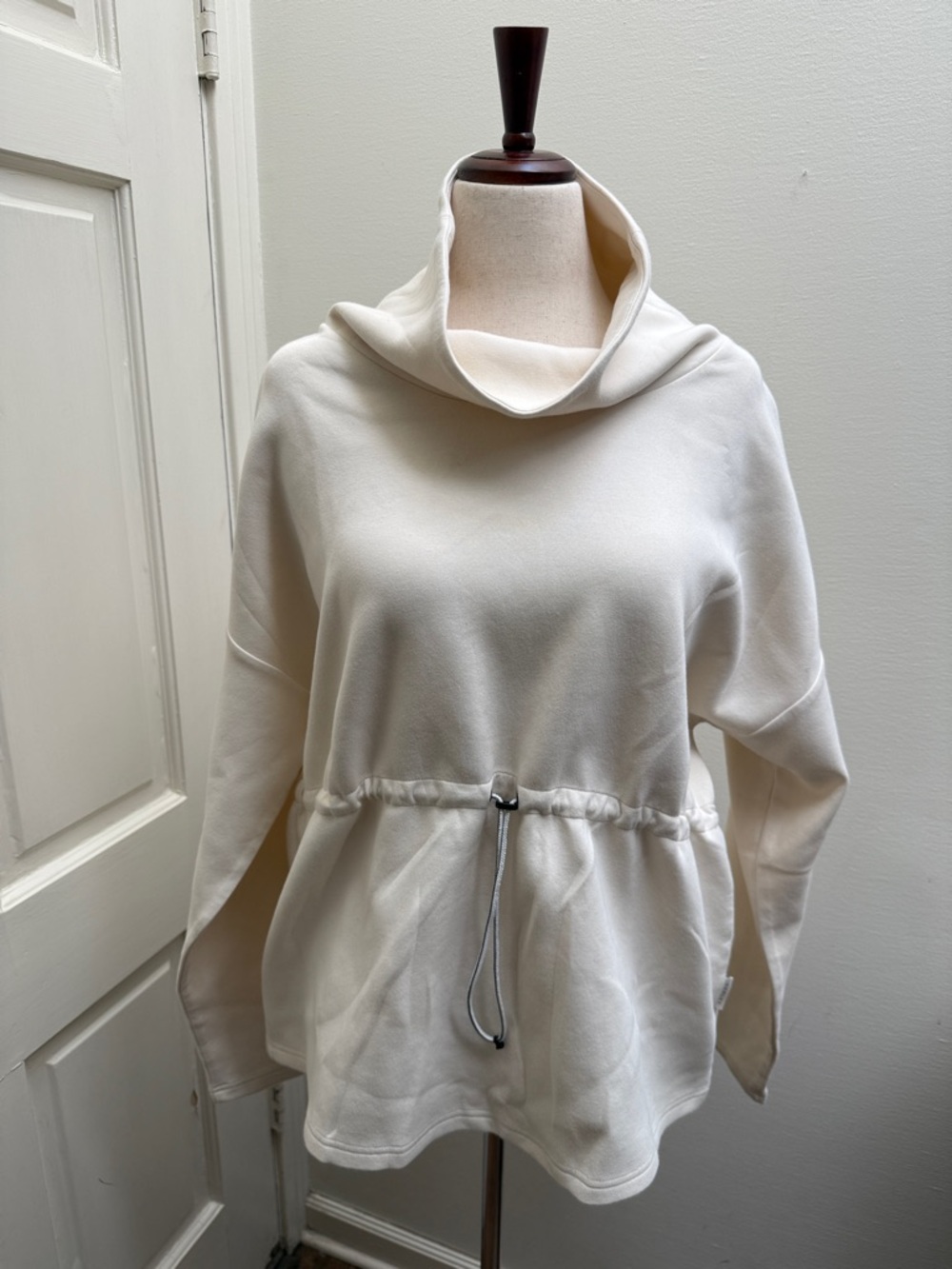 Varley Cream Funnel Neck Drawstring Waist Pullover